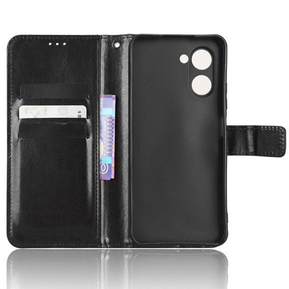 Pattintható tok a Realme C33, Crazy Horse Wallet, fekete