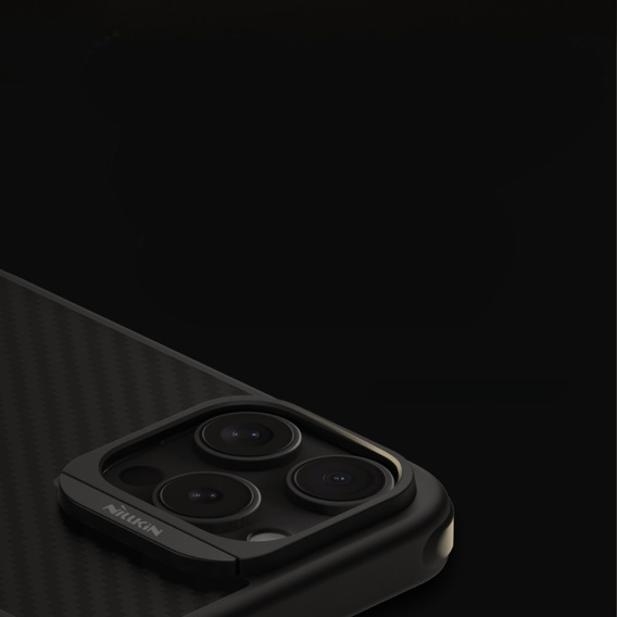 Tok iPhone 16 Pro Max, páncélozott Nillkin, Carbon Fiber, Magsafe, fekete