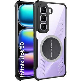 Tok Infinix Hot 50 4G, mágneses lemezzel, átlátszó / fekete