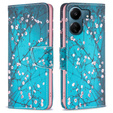 Pattintható tok a Xiaomi Redmi 13C / Poco C65, Wallet, Sakura, kék