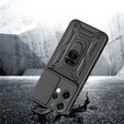 Páncélozott tok Oppo Reno 14 készülékhez, kameravédelemmel, állvánnyal, fekete