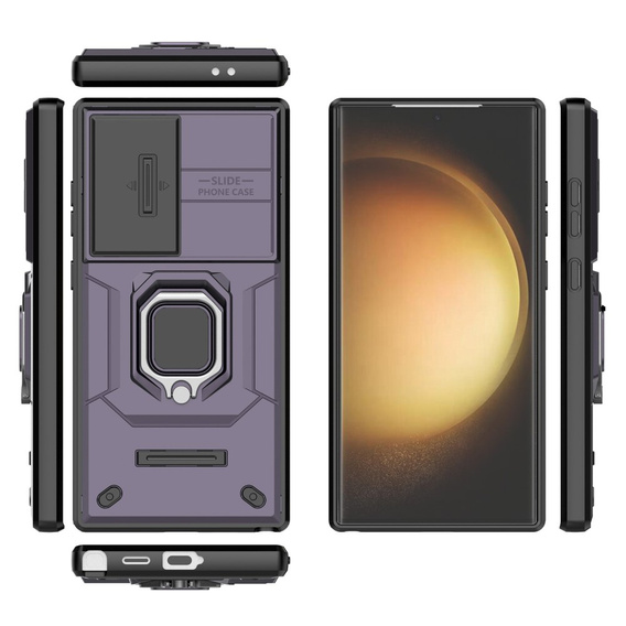 Telefontok a Samsung Galaxy S24 Ultra, KickStand Camera Lens, lila