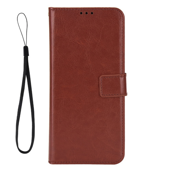 Pattintható tok a T Phone 3 5G, Crazy Horse Wallet, barna
