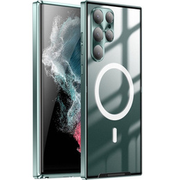 Kameravédő tok Samsung Galaxy S22 Ultra, CamShield MagSafe, átlátszó / zöld
