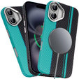 Tok iPhone 16, Carbon Fiber MagSafe, fekete / kék