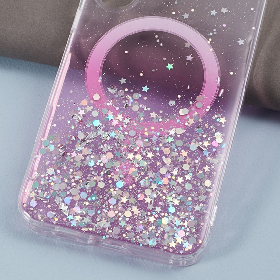 Tok Samsung Galaxy S24, Glittery, MagSafe-hoz, rózsaszín