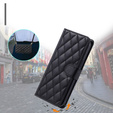 Flap tok Samsung Galaxy S24 FE, Rhombus Crossbody Leather, fekete