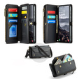 Tok CASEME Samsung Galaxy S25 FE, RFID Leather Wallet, vállpánttal, fekete
