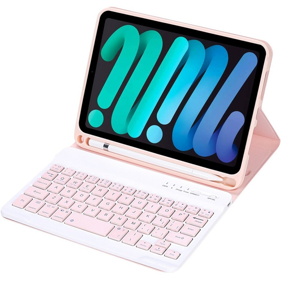 Bluetooth billentyűzetet tartalmazó tok iPad mini 8.3" 2021 (6 gen.) / iPad mini 8.3" 2024 (7 gen.), rózsaszínű