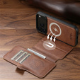 2 az 1-ben flip tok iPhone 17 Pro Max készülékhez, SUTENI, MagSafe, barna színben