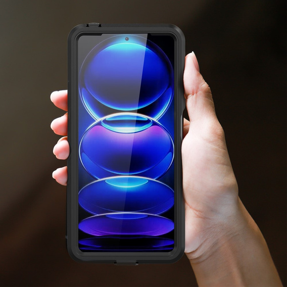 IP68 vízálló tok Xiaomi Redmi Note 12 Pro 5G, Redpepper, fekete