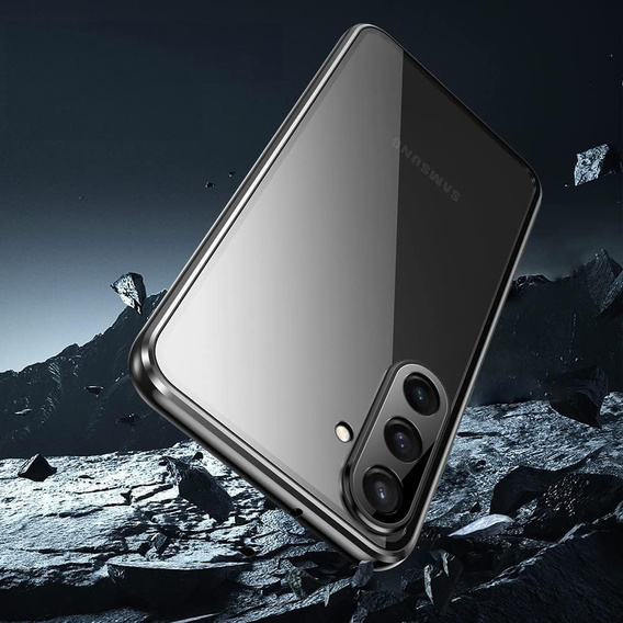 Tok Samsung Galaxy A17 5G, mágneses dupla üveg, átlátszó, fekete oldallal