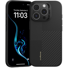 BENKS Kevlar tok iPhone 16 Pro Max, MagSafe, Carbon Fiber, fekete