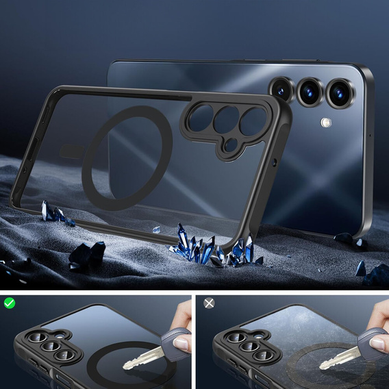 Tok Samsung Galaxy A16-hoz, MagSafe, ERBORD Matt Case, fekete + képernyőüveg