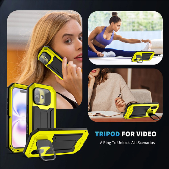 R-JUST páncélozott tok képernyővédővel és állvánnyal iPhone 17-hez