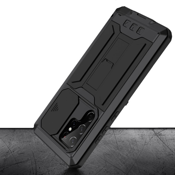 Páncélozott tok a Samsung Galaxy S22 Ultra 5G, R-JUST CamShield Slide, fekete