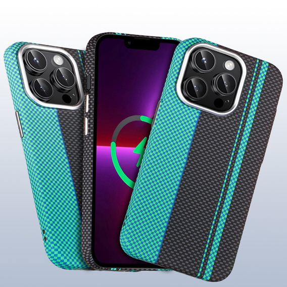 Tok iPhone 13 Pro Max, Carbon Fiber MagSafe, fekete / kék