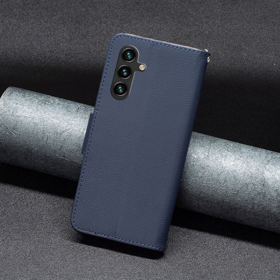 Pattintható tok a Samsung Galaxy A55 5G, Wallet Litchi Leather, tengerészkék