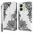 Pattintható tok a Xiaomi Redmi 13C / Poco C65, Wallet, Lace Flower fehér