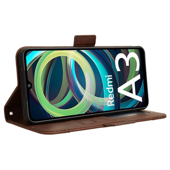 Pattintható tok a Xiaomi Redmi A3, Card Slot, barna