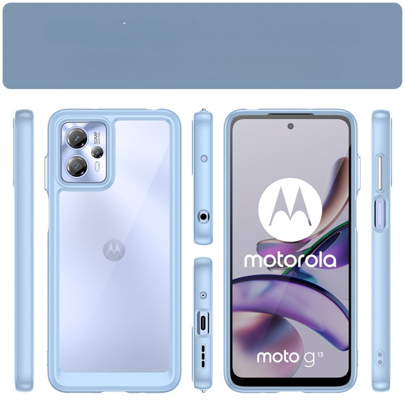 Telefontok a Motorola Moto G13 / G23, Fusion Hybrid, átlátszó / kék