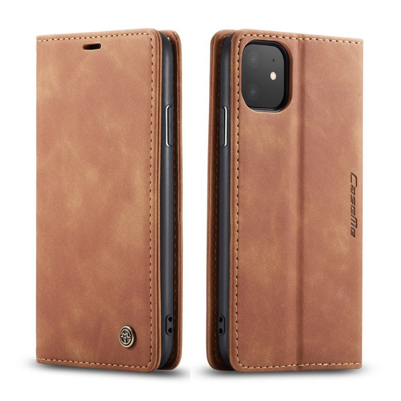 CASEME tok iPhone 11, Leather Wallet Case, barna