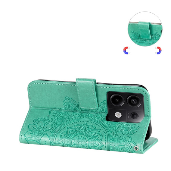 Pattintható tok a Xiaomi Redmi Note 13 Pro 5G, Mandala, zöld