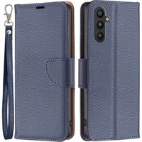 Pattintható tok a Samsung Galaxy A34 5G, Wallet Litchi Magnet, sötétkék