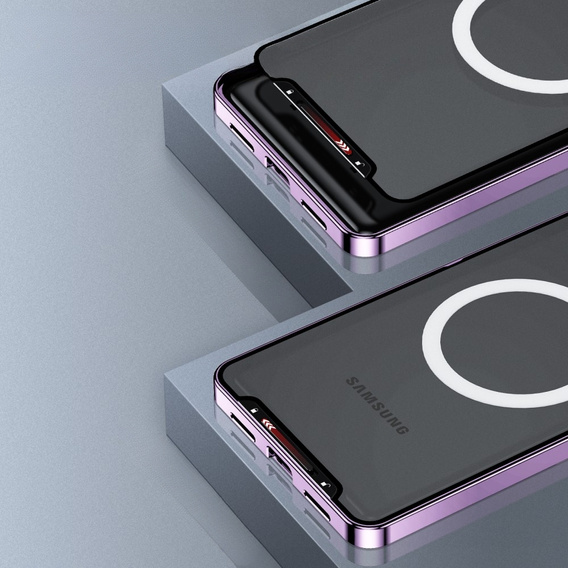 Kameravédő tok Samsung Galaxy S23, CamShield MagSafe, átlátszó / lila