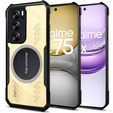 Tok Realme 14X / Realme C75, mágneses lemezzel, átlátszó / fekete