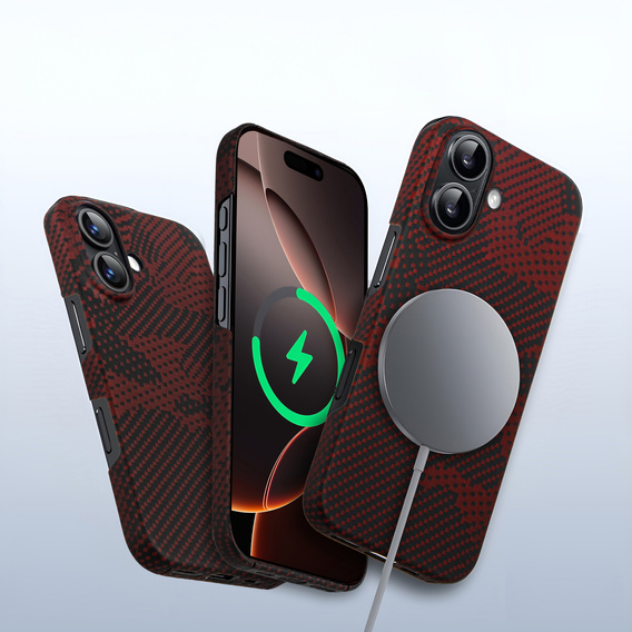 Tok iPhone 16 Plus hoz, Aramid Fiber MagSafe, piros
