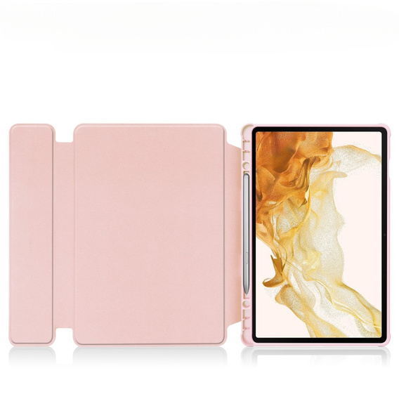 Billentyűzet tok Samsung Galaxy Tab S9+, Rotary 360° Leather, rózsaszín rose gold