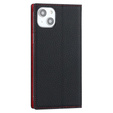 Pattintható tok a iPhone 15, Litchi Skin Grain, fekete