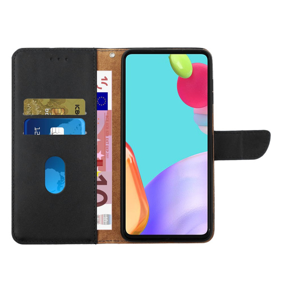 Pattintható tok a Samsung Galaxy A25 5G, Split Leather Wallet, fekete