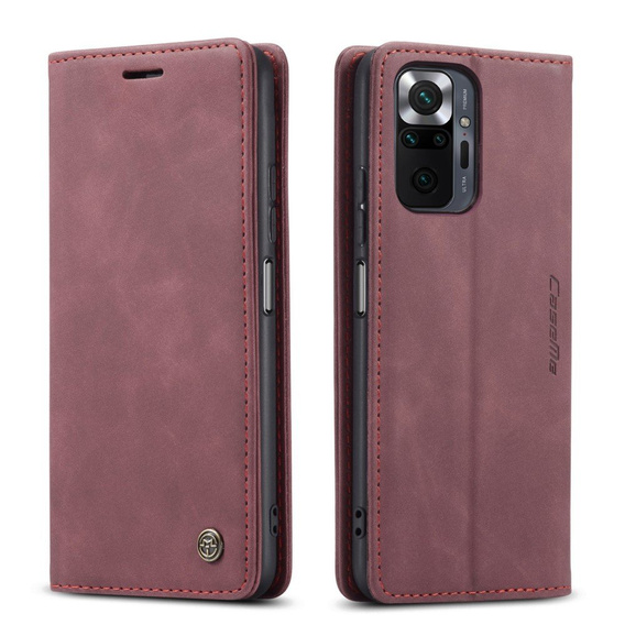 CASEME tok Xiaomi Redmi Note 10 Pro, Leather Wallet Case, piros