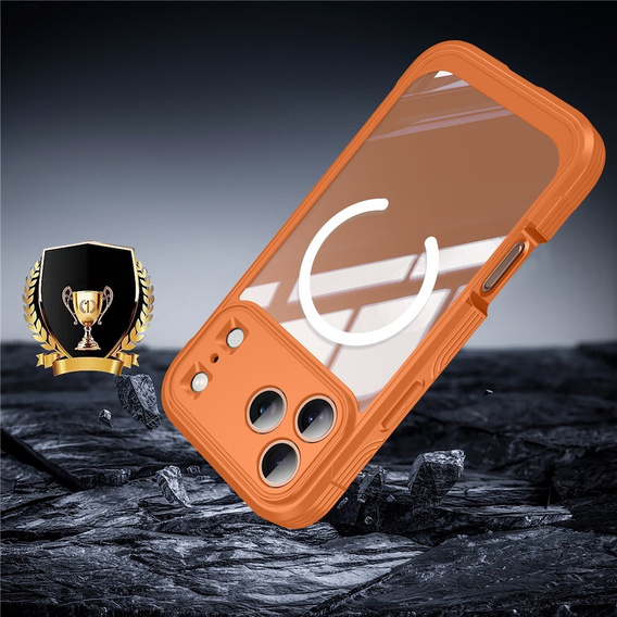 Ütésálló tok üveggel, MagSafe for iPhone 17 Pro, narancssárga