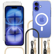Tok zsinórral iPhone 16-hoz, ERBORD MagSafe, átlátszó + képernyőüveg