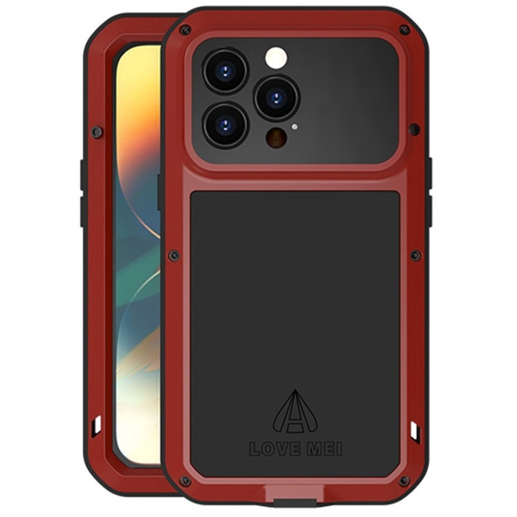 Love Mei Telefontok a iPhone 14 Pro, armored with glass, piros