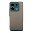 Szilikon tok Xiaomi Redmi Note 13 Pro 5G, kamera védelemmel, átlátszó / zöld + edzett üveg 9H
