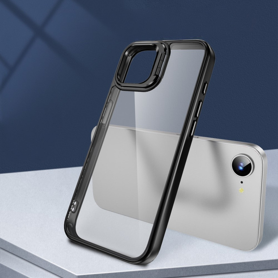 Tok Iphone 16E, Kickstand keret, átlátszó / fekete