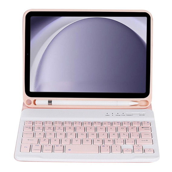 Tok + billentyűzet Samsung Galaxy Tab A9, Leather Pen Slot, rózsaszín rose gold