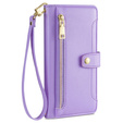 Pattintható tok a Samsung Galaxy M15 5G, Wallet Zipper Pocket, lila