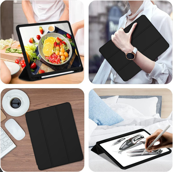 Tok iPad Pro 12.9" 2022/2021/2020 (6/5/4 gen.), Smart Pencil, tolltartóval, fekete