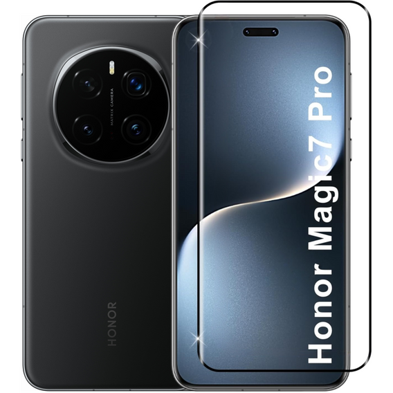 3D edzett üveg Honor Magic 7 Pro készülékhez, fekete keretben