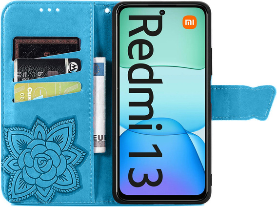 Pattintható tok a Xiaomi Redmi 13, Butterfly, kék