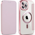 Pattintható tok a iPhone 11 Pro Max, RFID Wallet MagSafe CamShield, rózsaszín