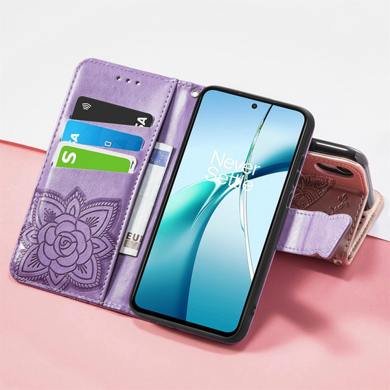 Pattintható tok a Xiaomi Redmi Note 14 4G, Butterfly, lila