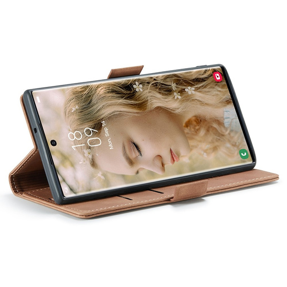 CASEME tok Samsung Galaxy S22 Ultra, Leather Wallet Case, barna
