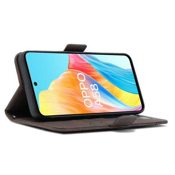Pattintható tok a Oppo A58 4G, Card Slot, barna
