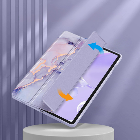 Tok Samsung Galaxy Tab S10 Lite / S10 FE / S9 FE, Smartcase Hybrid, tolltartó résszel, Marble lila